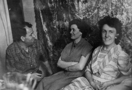 History, Happiness - a black and white photo of two women and a man